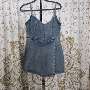 Blue Denim Spaghetti Strap Dress